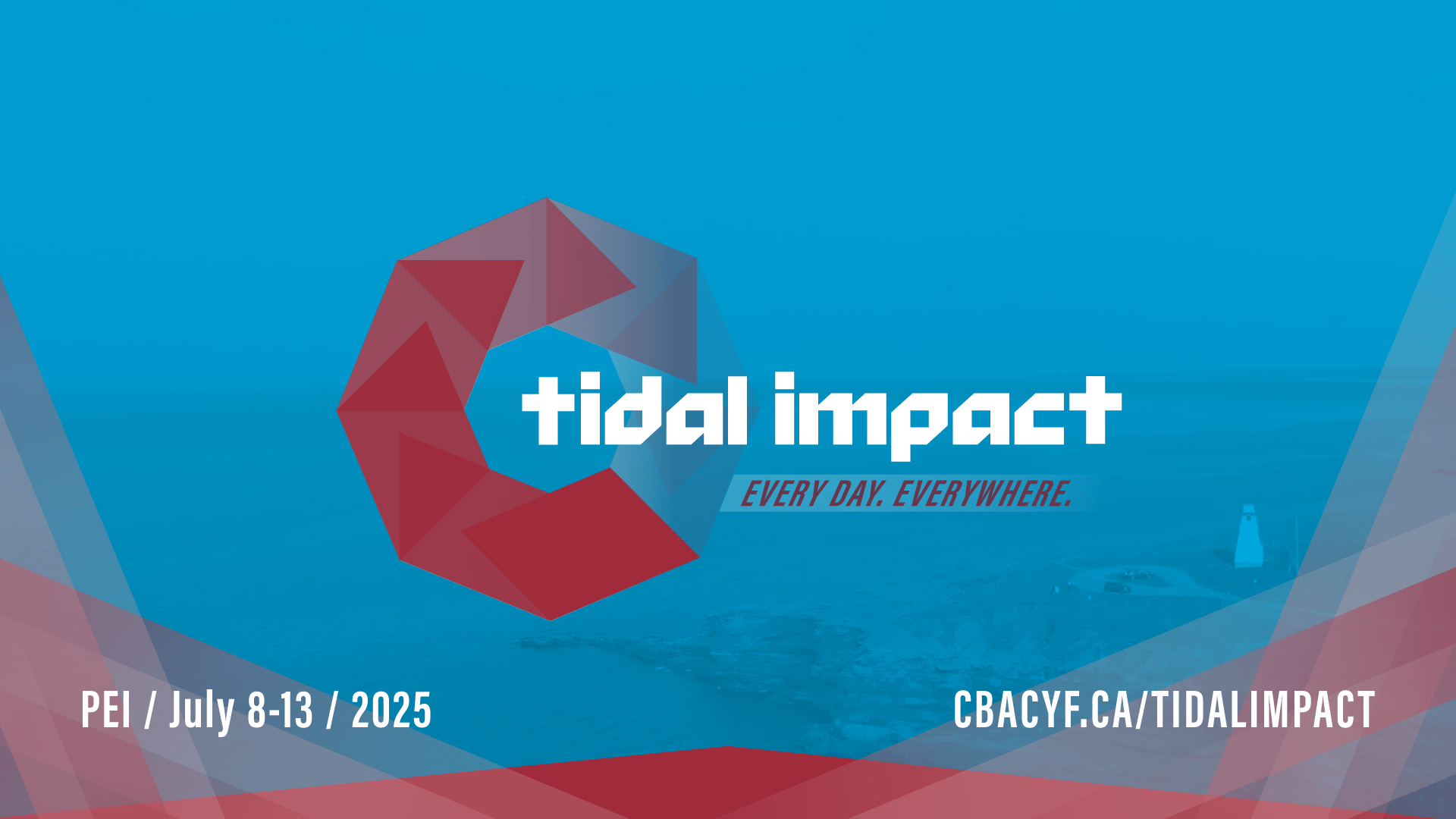 red and white business card featuring the words tidal impact